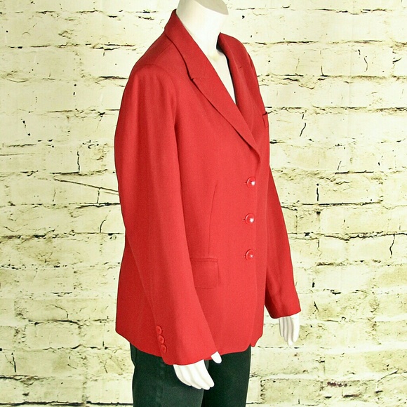 NWOT / Talbots Petites / Red Wool Blazer / 14 - Picture 4 of 7